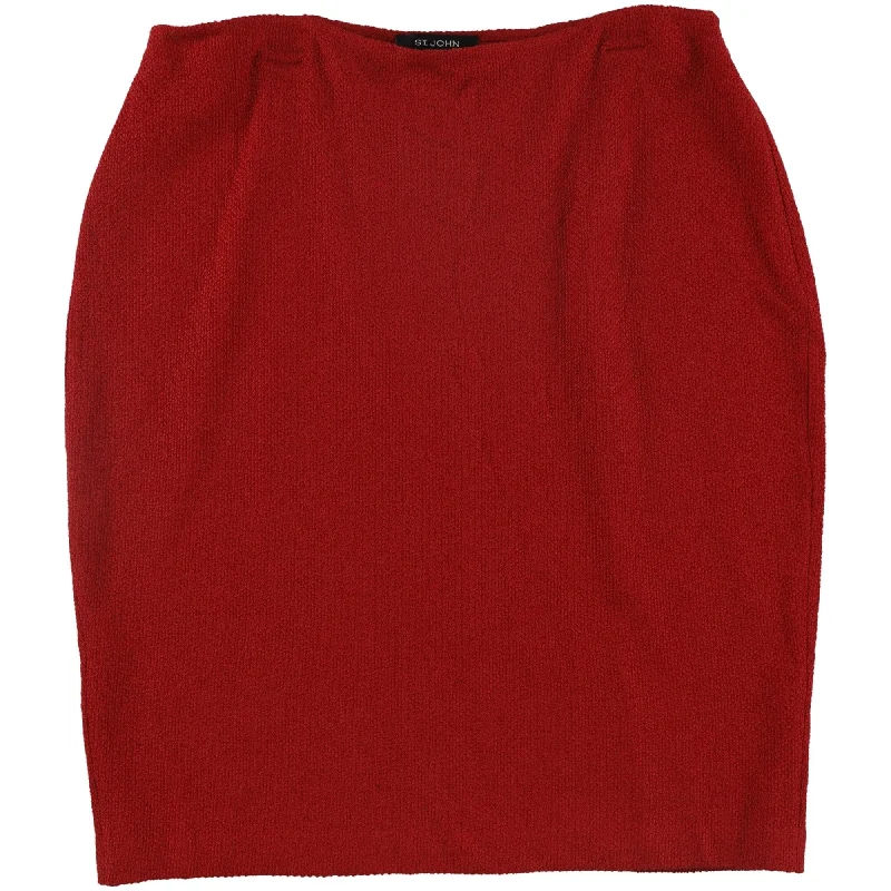 St. John Womens Gail Knit Pencil Skirt, Red, 4