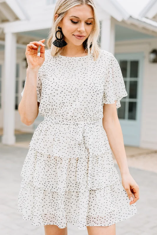 Take Your Word For It White Spotted Dress