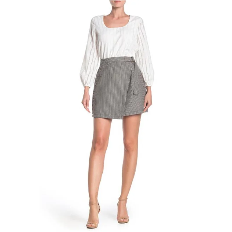 The Fifth Label Womens Striped Wrap Skirt, Grey, Large