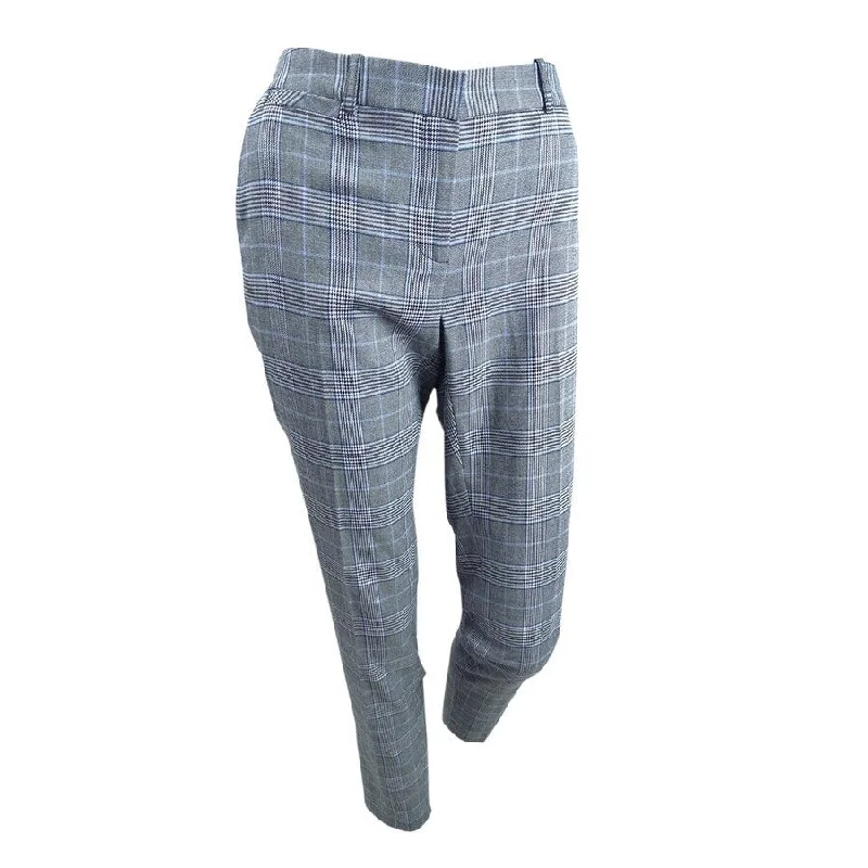 Tommy Hilfiger Women's Plaid Slim Fit Dress Pants (0, Grey/Blue Multi)