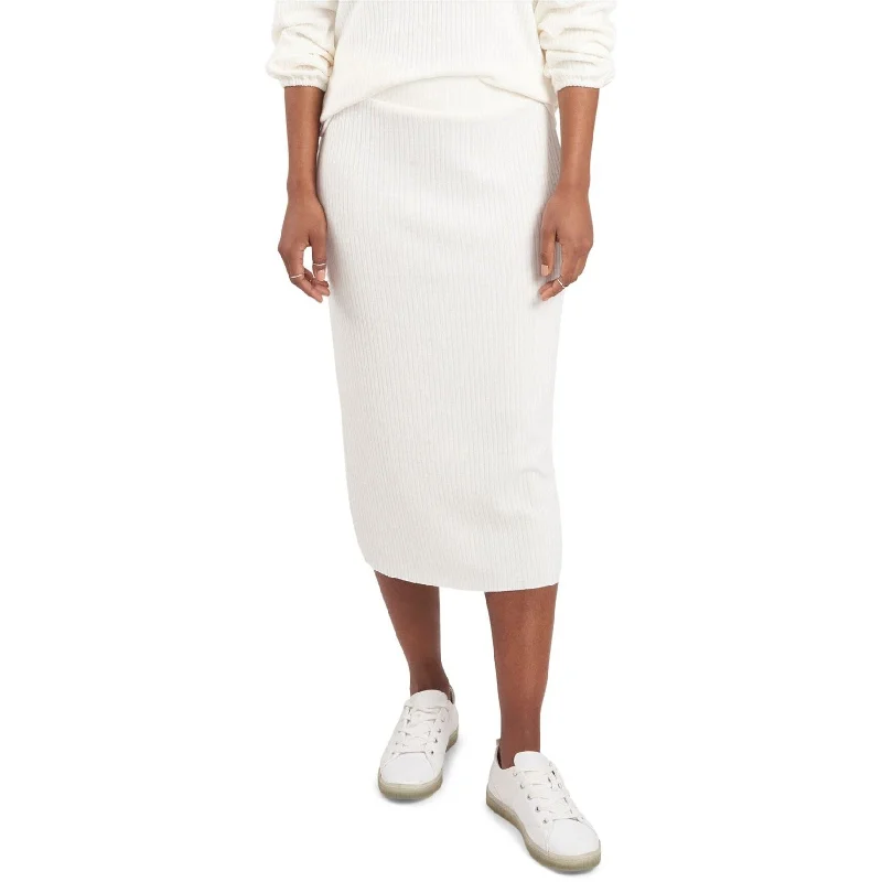 Vince Camuto Womens Rib-Knit Pencil Skirt, Off-White, Medium