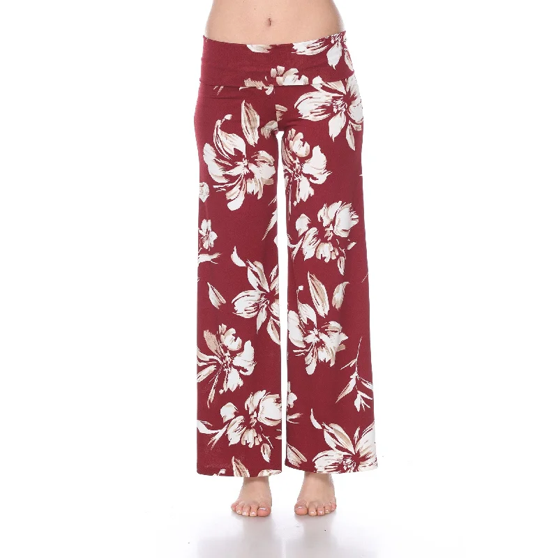 White Mark Women's Flower Print Palazzo Pants