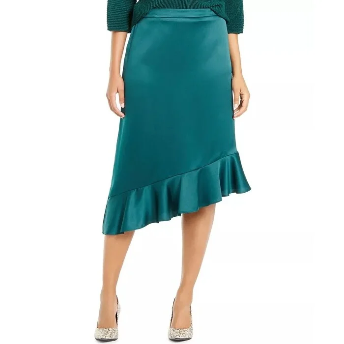 Alfani Women's Asymmetrical Ruffle Hem Skirt Green Size 8