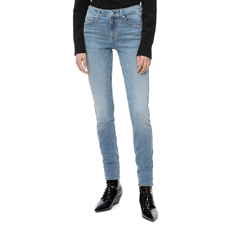 Calvin Klein Women's Mid Rise Skinny Fit Jeans Mallibu Blue Light Size 25" X 30" - 25" X 30"