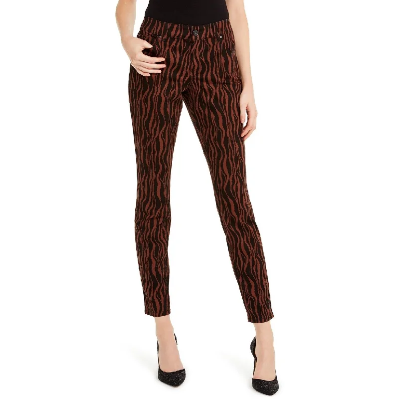 INC International Concepts Women's Tiger-Print Jeans Brown Size 12